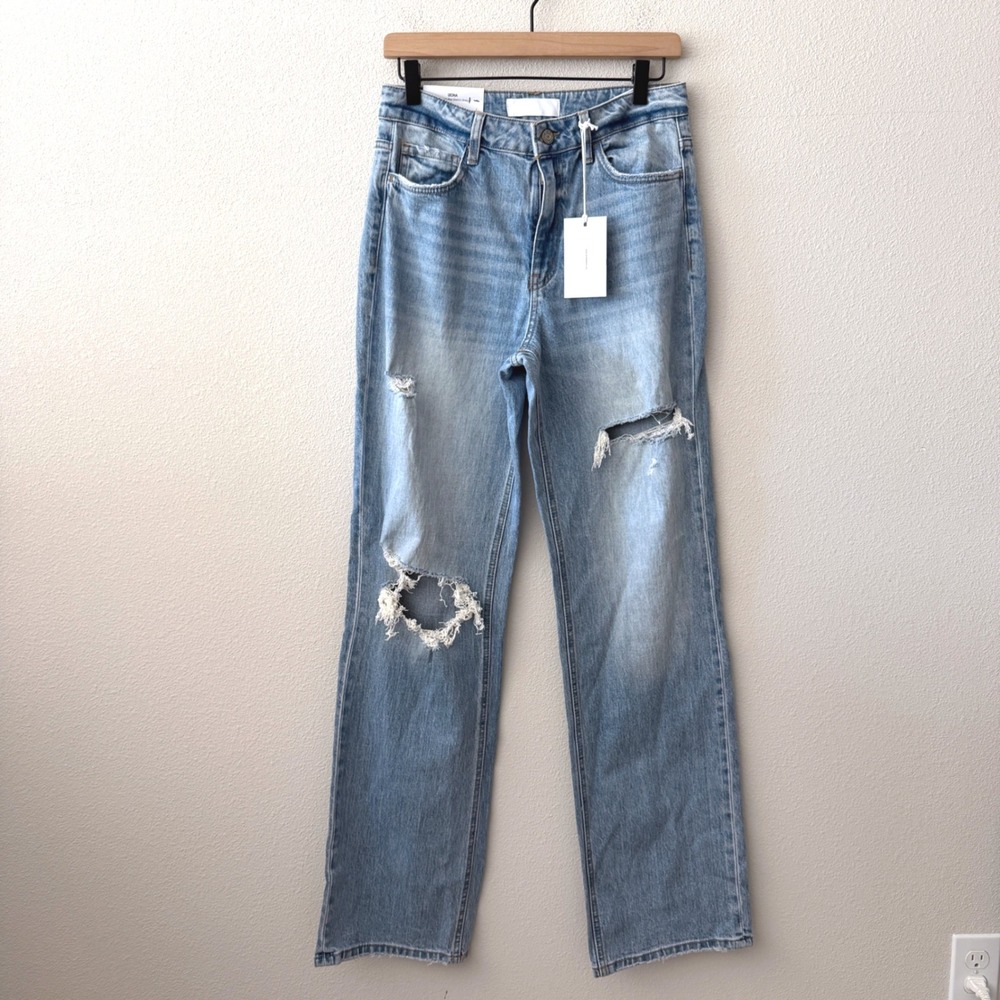 VERVET Women Cotton Distressed Leona Straight Leg Jeans Size 27 Grunge Edgy Boho